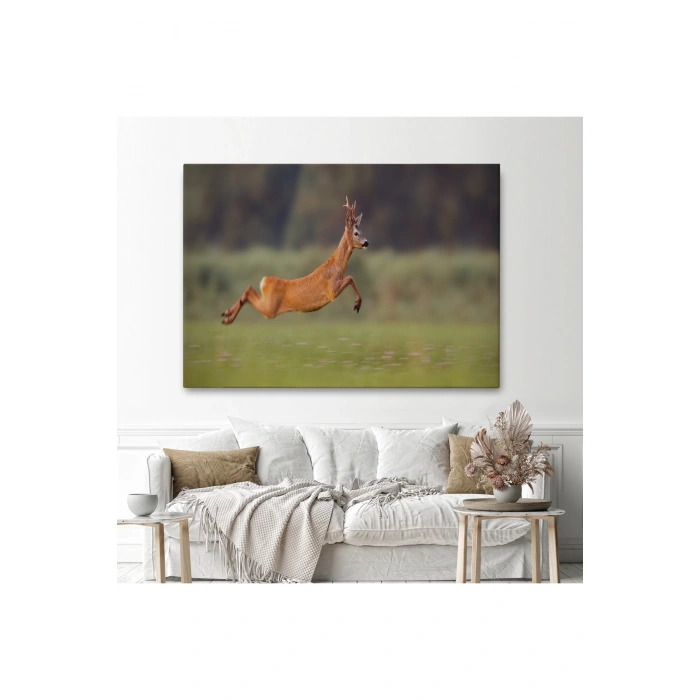 Koşan Geyik Dekoratif Kanvas Tablo 1170