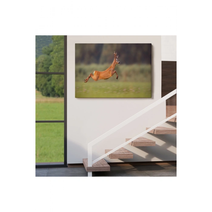 Koşan Geyik Dekoratif Kanvas Tablo 1170