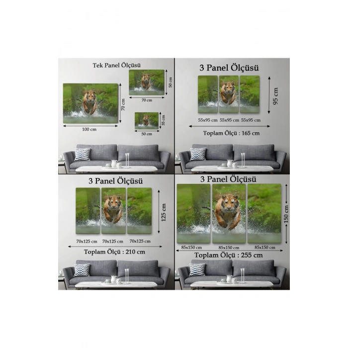 Koşan Kaplan Dekoratif Kanvas Tablo 1142