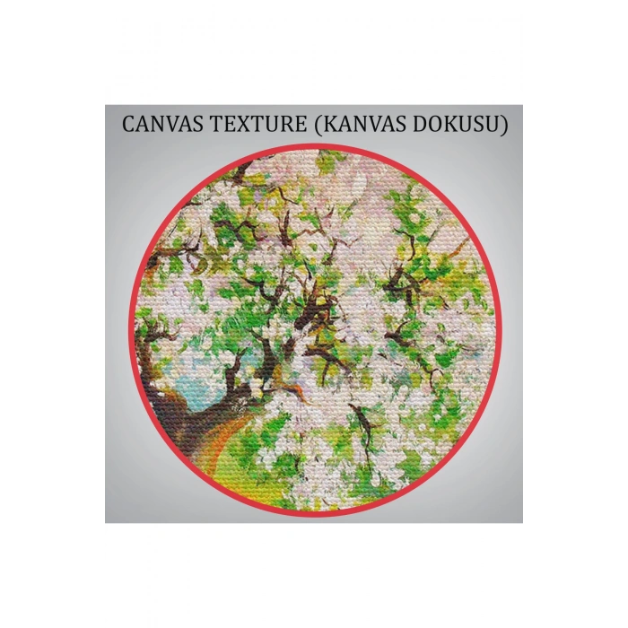 Köy içinden Akan Akarsu Bahar Manzarası Duvar Tablosu-1204