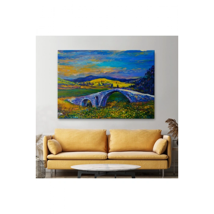 Köy Taşköprüsü Günbatımı Manzarası Duvar Tablosu-1202