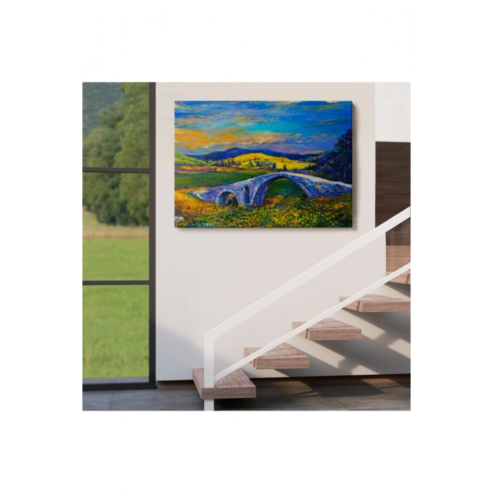 Köy Taşköprüsü Günbatımı Manzarası Duvar Tablosu-1202