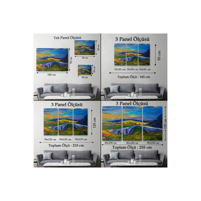 Köy Taşköprüsü Günbatımı Manzarası Duvar Tablosu-1202