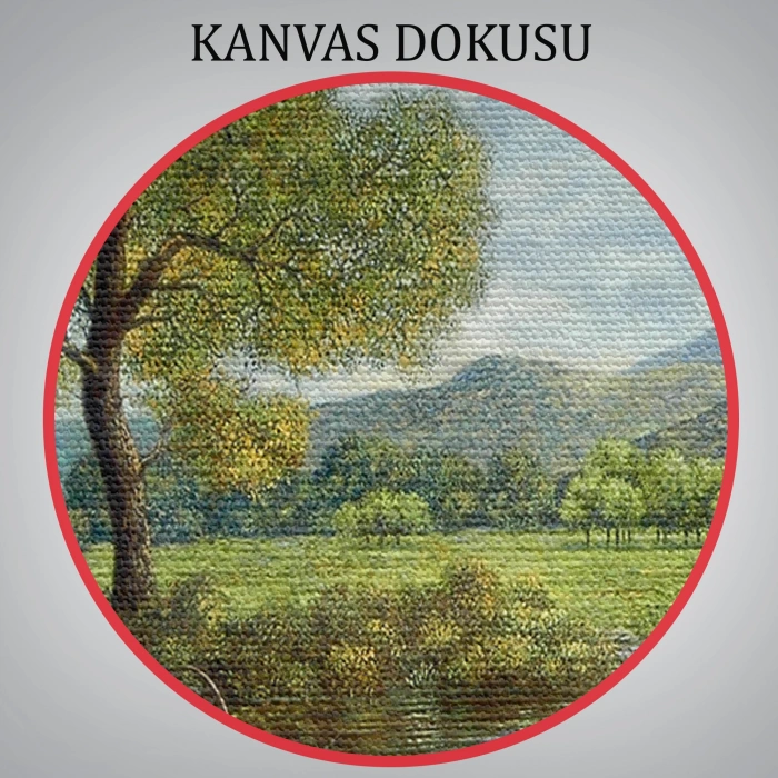 Köy Ve Akarsu Manzaralı Dekoratif Kanvas Duvar Tablosu-3425