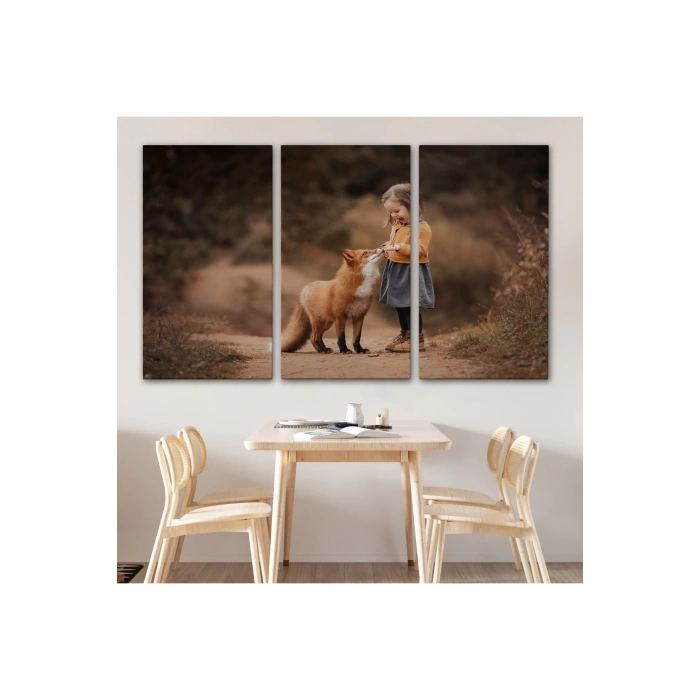 Küçük Kız ve Tilki Dekoratif Kanvas Tablo 1147