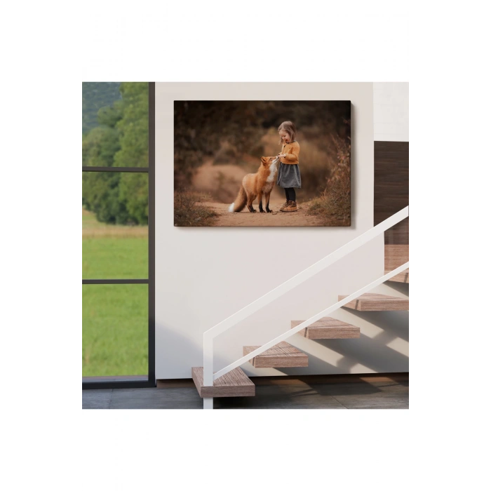 Küçük Kız ve Tilki Dekoratif Kanvas Tablo 1147