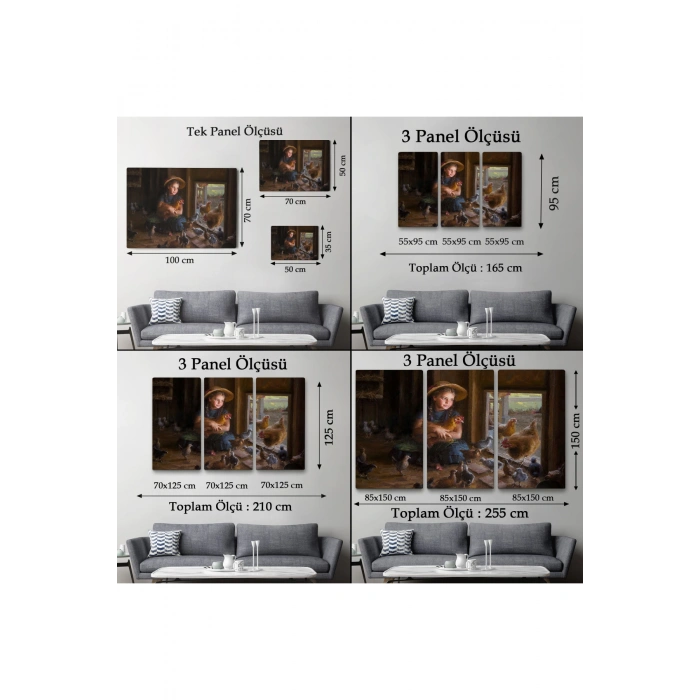 Kümesteki Küçük Kız Çocuğu Dekoratif Duvar Tablosu-6527