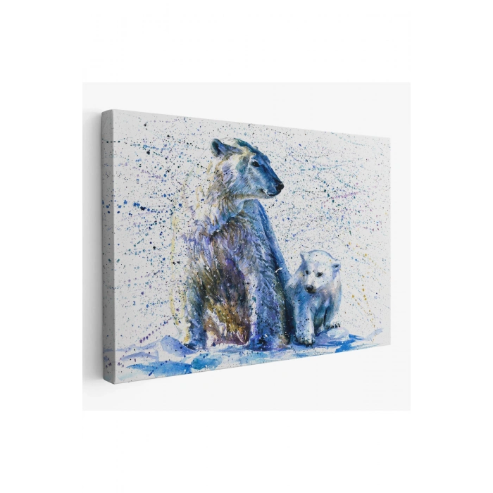 Kutup Ayısı ve Yavrusu Dekoratif Kanvas Tablo 1139