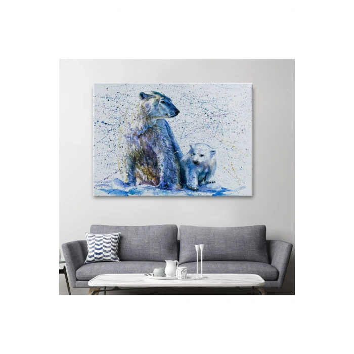 Kutup Ayısı ve Yavrusu Dekoratif Kanvas Tablo 1139
