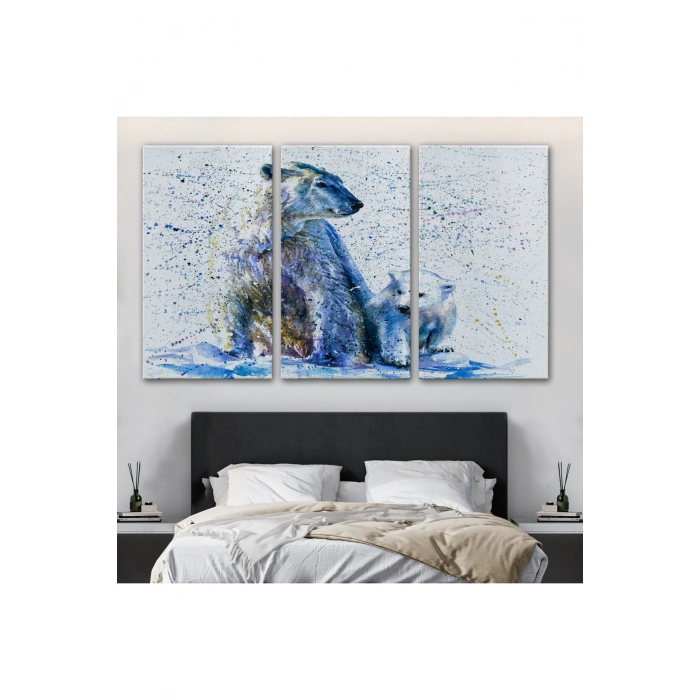 Kutup Ayısı ve Yavrusu Dekoratif Kanvas Tablo 1139