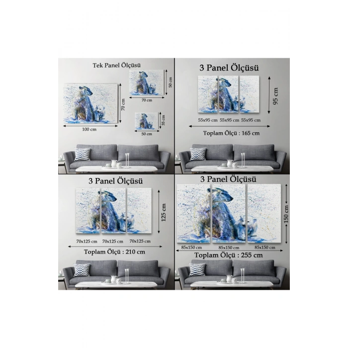 Kutup Ayısı ve Yavrusu Dekoratif Kanvas Tablo 1139