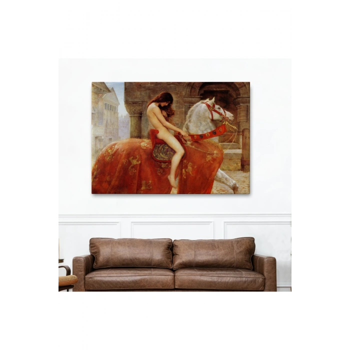Lady Godiva Tablosu - At Üstünde Çıplak Kadın-6583