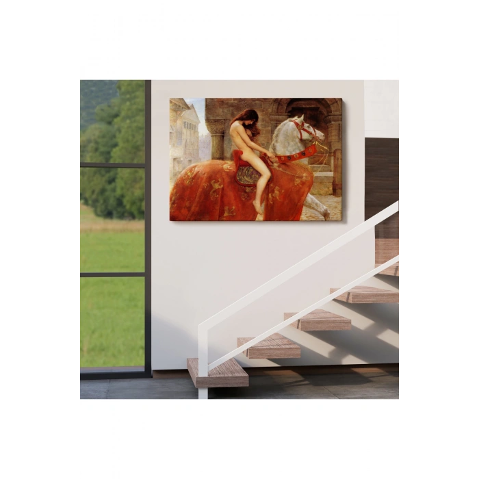 Lady Godiva Tablosu - At Üstünde Çıplak Kadın-6583