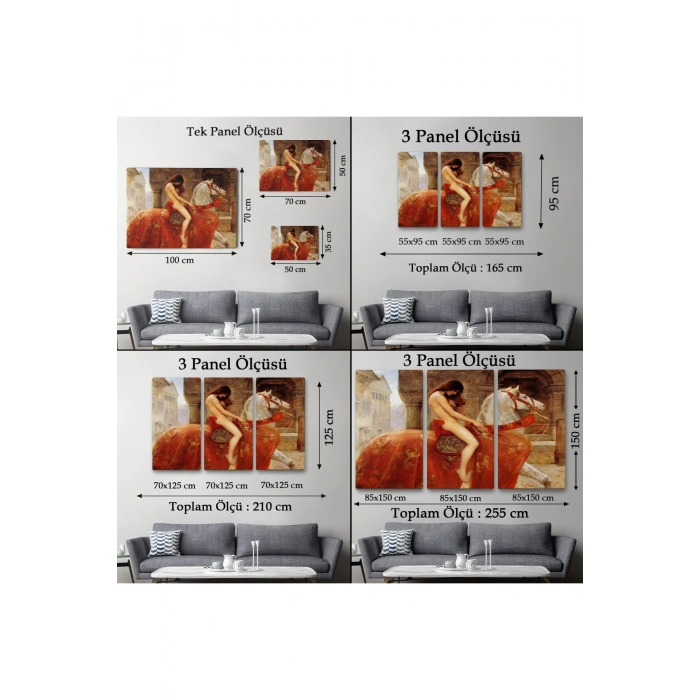 Lady Godiva Tablosu - At Üstünde Çıplak Kadın-6583