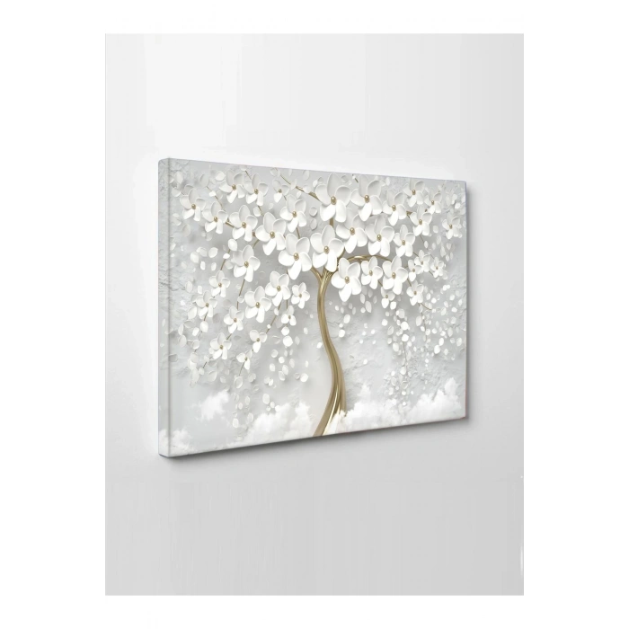 Led Işıklı 3d Dekoratif Gold Çiçek Tablo