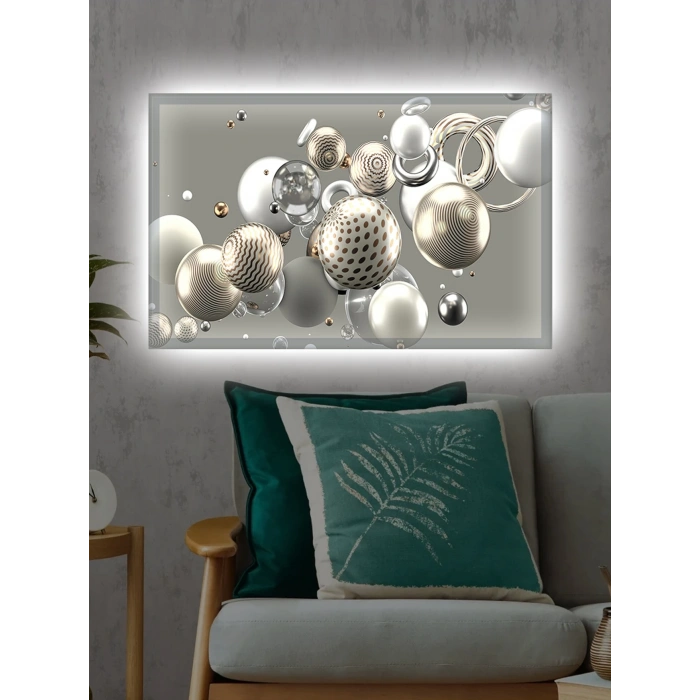 Led Işıklı 3d Dekoratif Tablo Beyaz Çiçek