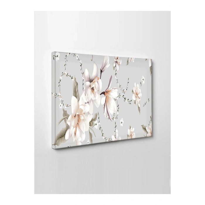 Led Işıklı Beyaz Çiçek Kanvas (Tablo Yatak odası için ideal)