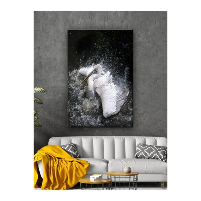 Led Işıklı Beyaz Flamingo Dekor Tablo