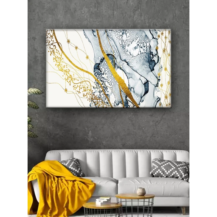 Led Işıklı Dekoratif Gold Kare Tablo