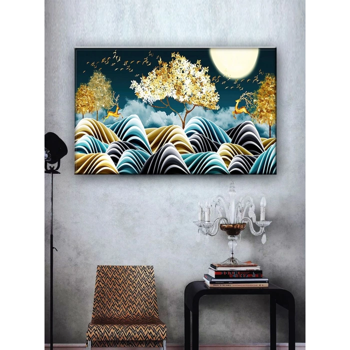 Led Işıklı Dekoratif Renkli Yaprak Tablo