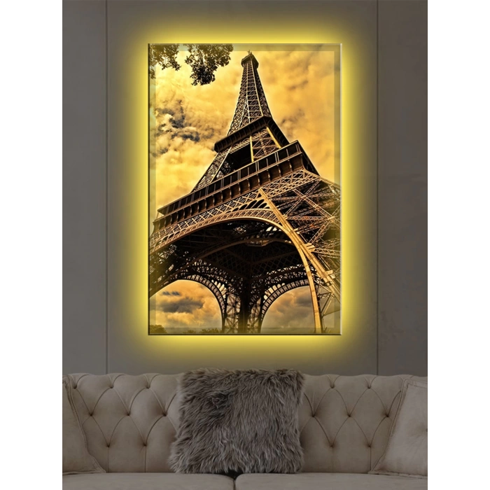 Led Işıklı Eyfel Kulesi Nostaljik Tablo