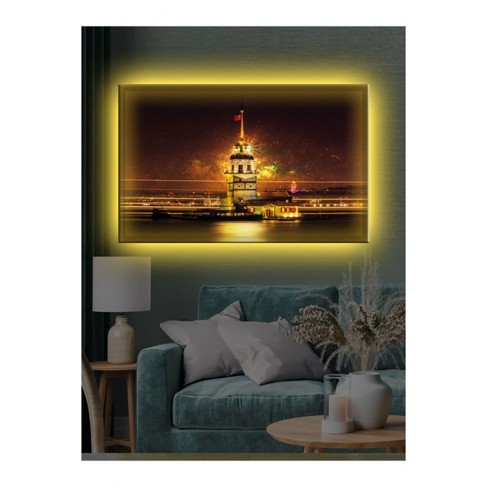 Led Işıklı Kız Kulesi Gece Görünüm Tablosu