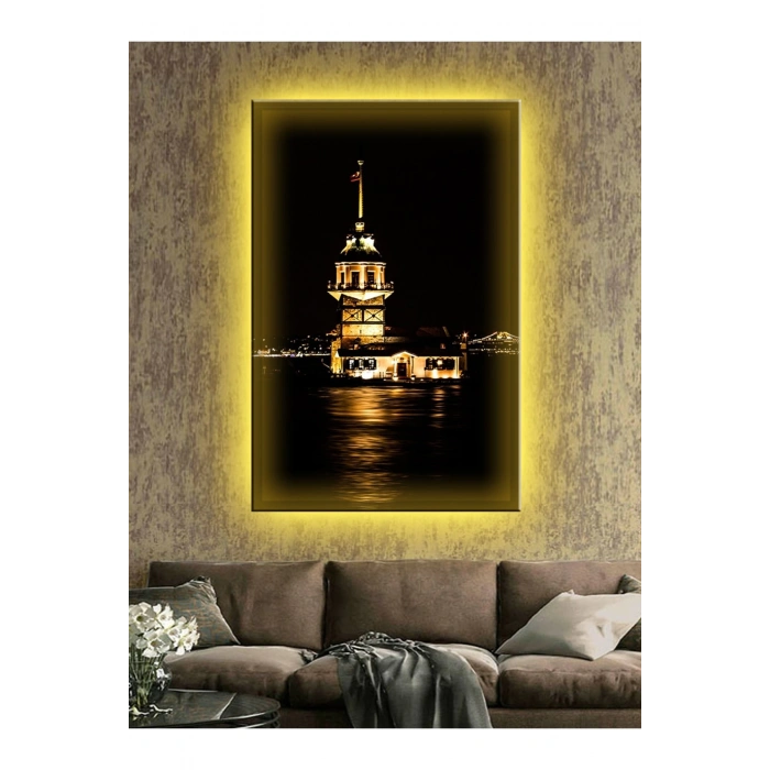 Led Işıklı Kız Kulesi Gece Görünümü Tablosu