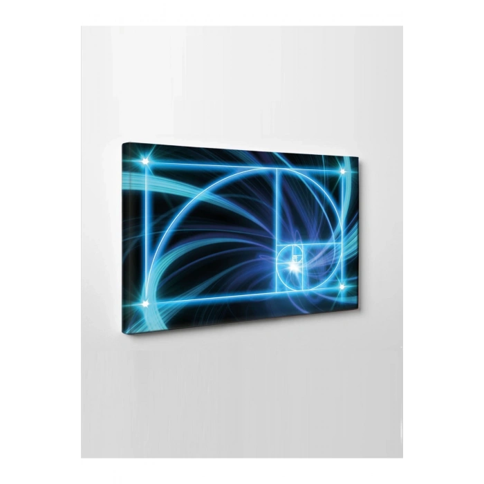 Led Işıklı Mavi Altın Oran kanvas tablo