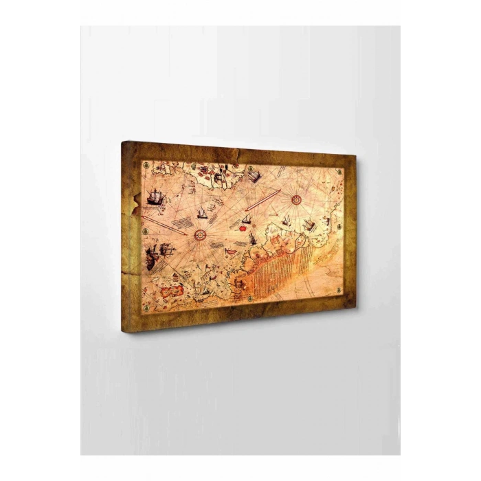 Led Işıklı Piri Reis Haritası (Kanvas Tablo)