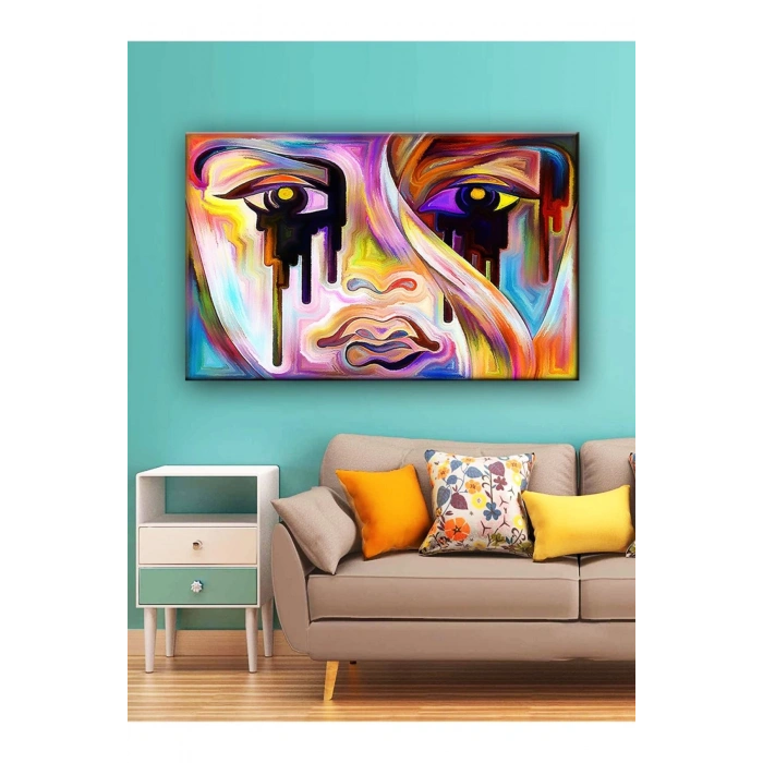 Led Işıklı Sanatsal Ağlayan Kadın Tablosu