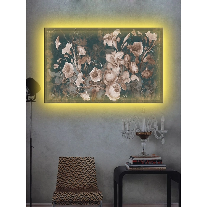 Led Işıklı Sanatsal Çiçek Tablo