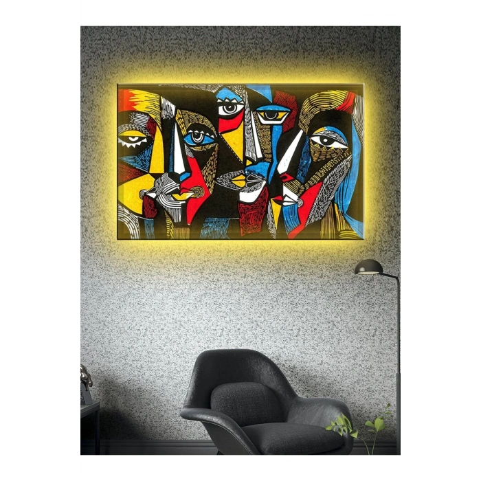 Led Işıklı Sanatsal Geometrik Surat