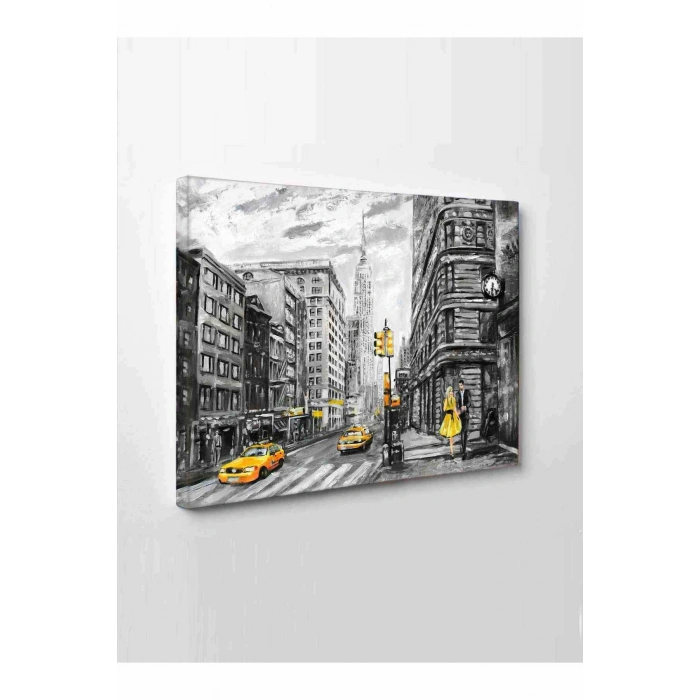 Led Işıklı Sanatsal Sarı Siyah Tablo