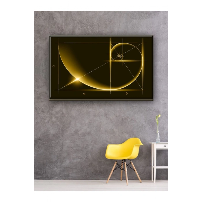Led Işıklı Sarı Altın Oran kanvas tablo