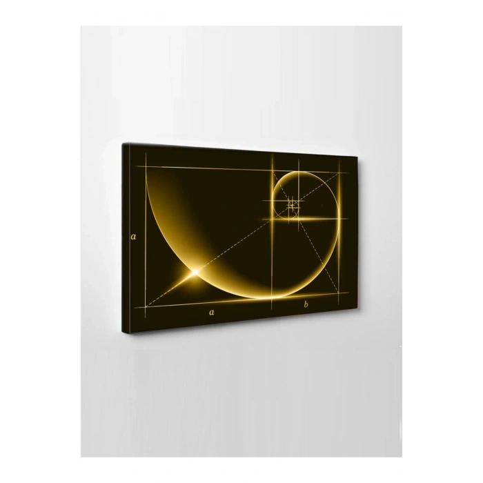 Led Işıklı Sarı Altın Oran kanvas tablo