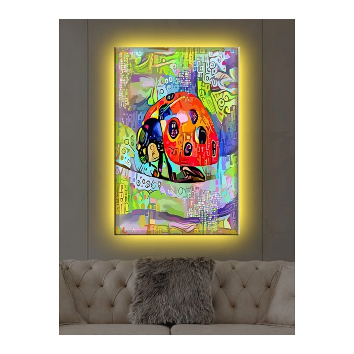 Led Işıklı Uğur Böceği Sanatsal Tablo