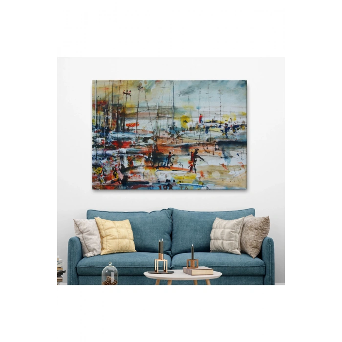 Limandaki Tekneler Kanvas Duvar Tablosu-1185