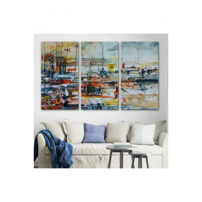 Limandaki Tekneler Kanvas Duvar Tablosu-1185