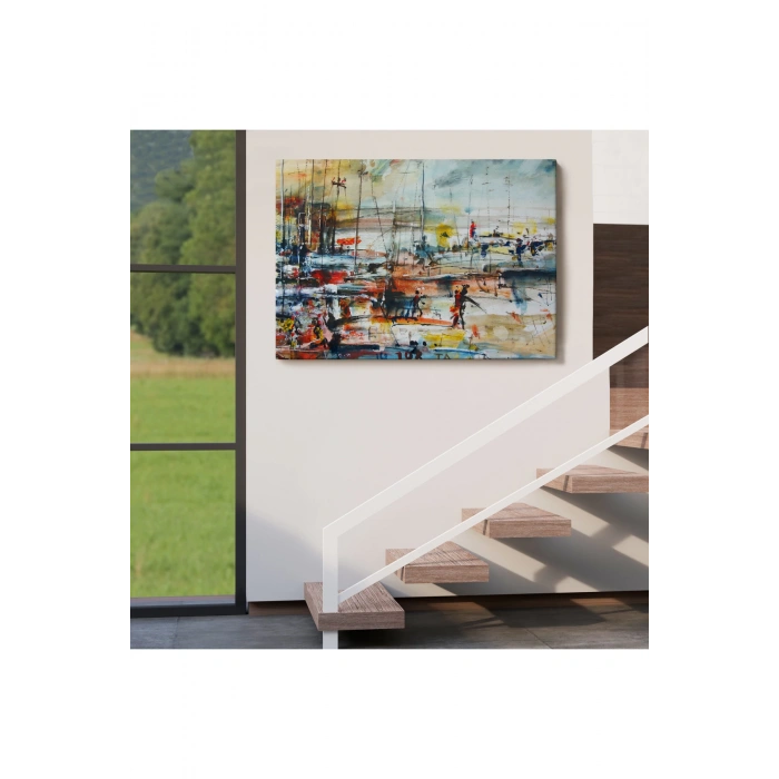 Limandaki Tekneler Kanvas Duvar Tablosu-1185