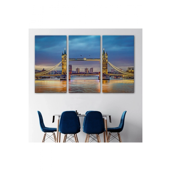 Londra Köprüsü  Gece Manzara Tablosu-6638