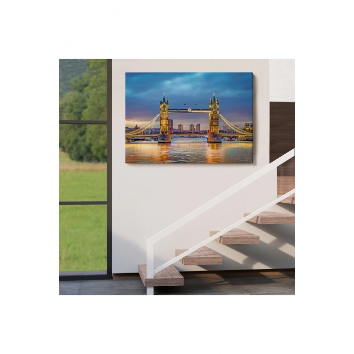 Londra Köprüsü  Gece Manzara Tablosu-6638