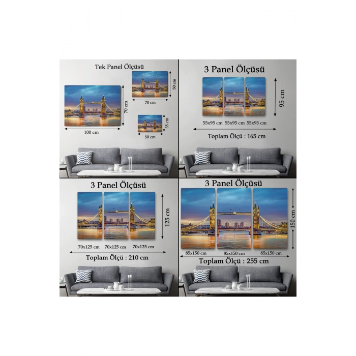 Londra Köprüsü  Gece Manzara Tablosu-6638