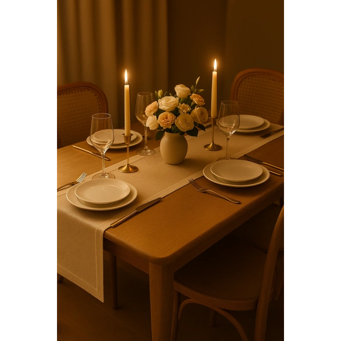 Lüks Linen Keten Runner Masa Örtüsü 35 x 150 cm