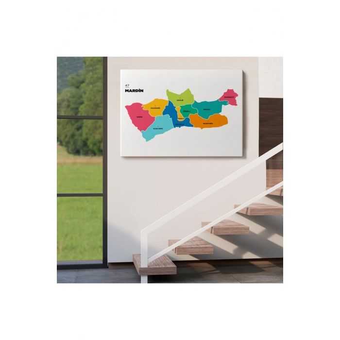 Mardin İli ve İlçeler Haritası  Dekoratif Kanvas Tablo 1415