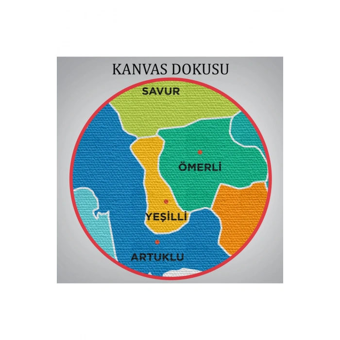 Mardin İli ve İlçeler Haritası  Dekoratif Kanvas Tablo 1415