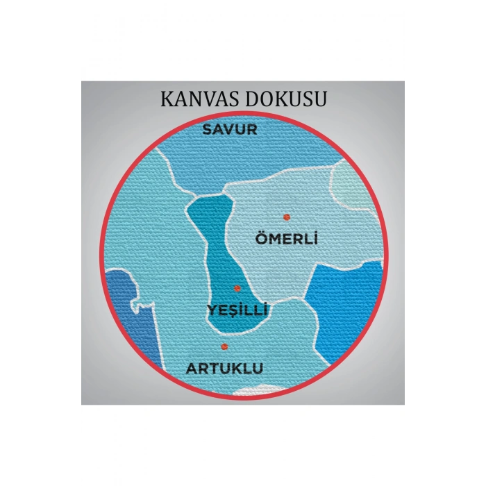 Mardin İli ve İlçeler Haritası  Dekoratif Kanvas Tablo 1417