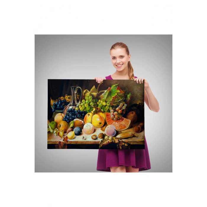Masa Üstündaki Meyveler Yağlı Boya Görünümlü Tablo-1221