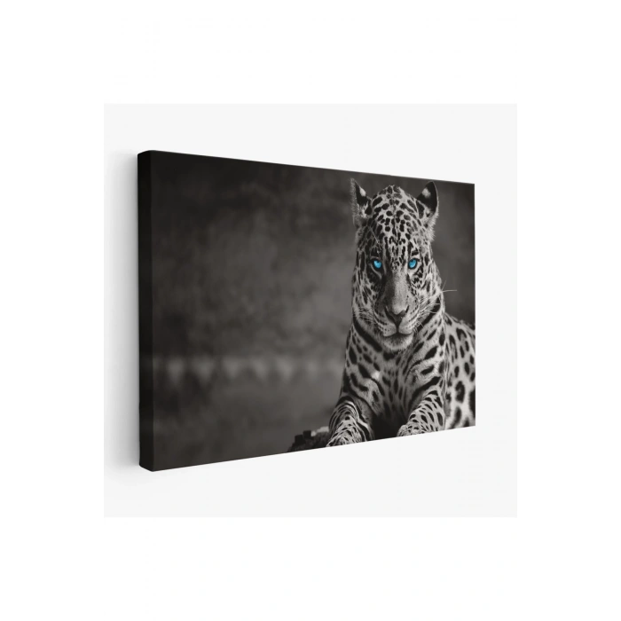 Mavi Gözlü Leopar Dekoratif Kanvas Tablo 1162