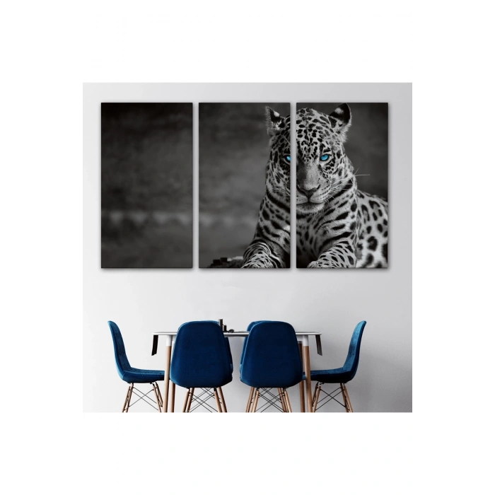 Mavi Gözlü Leopar Dekoratif Kanvas Tablo 1162