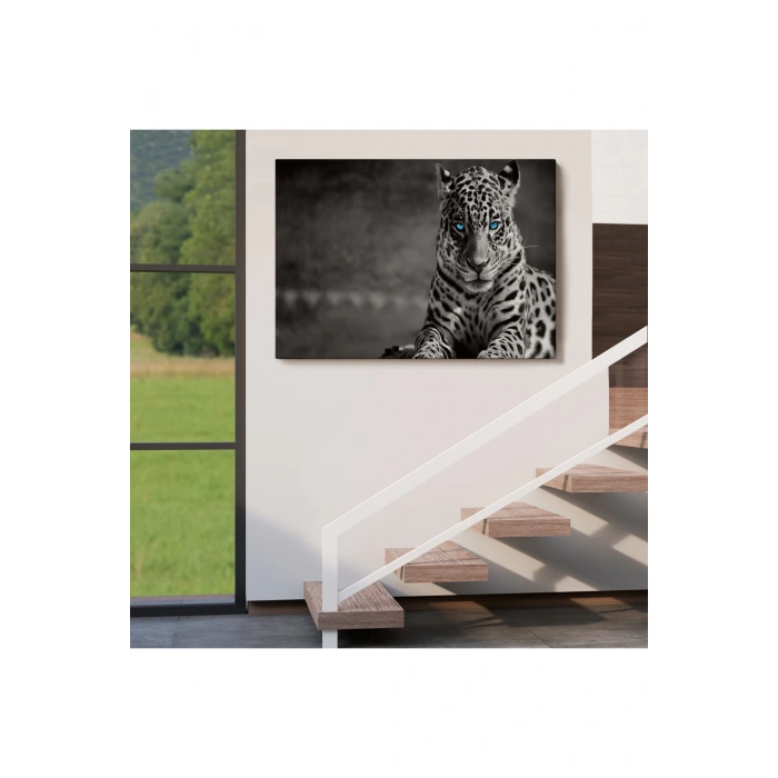 Mavi Gözlü Leopar Dekoratif Kanvas Tablo 1162